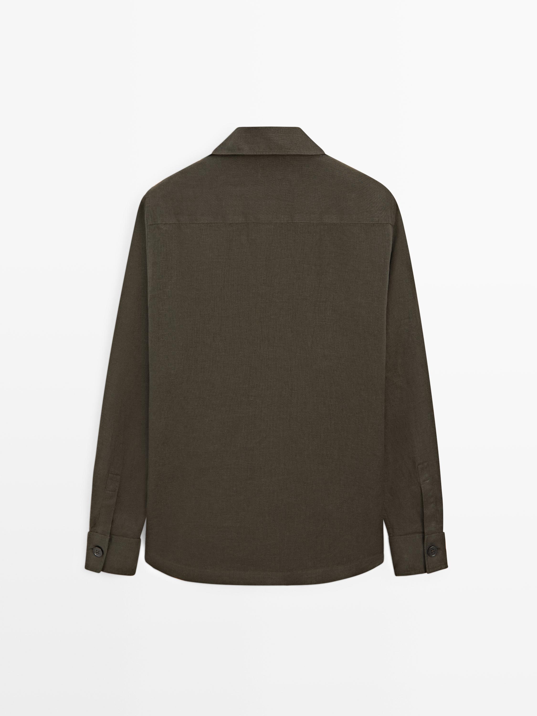 Total look linen overshirt with pockets